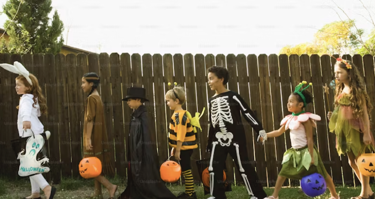 Kids dressed up and ready for Halloween.